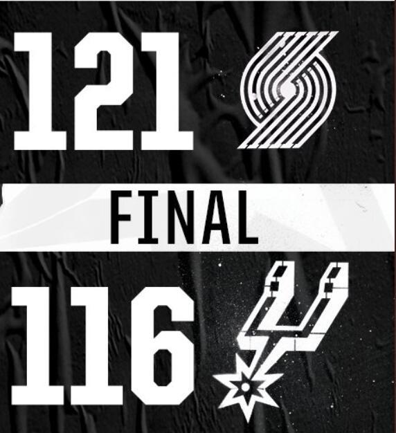 开拓者连克马刺，取得四连胜刷新记录